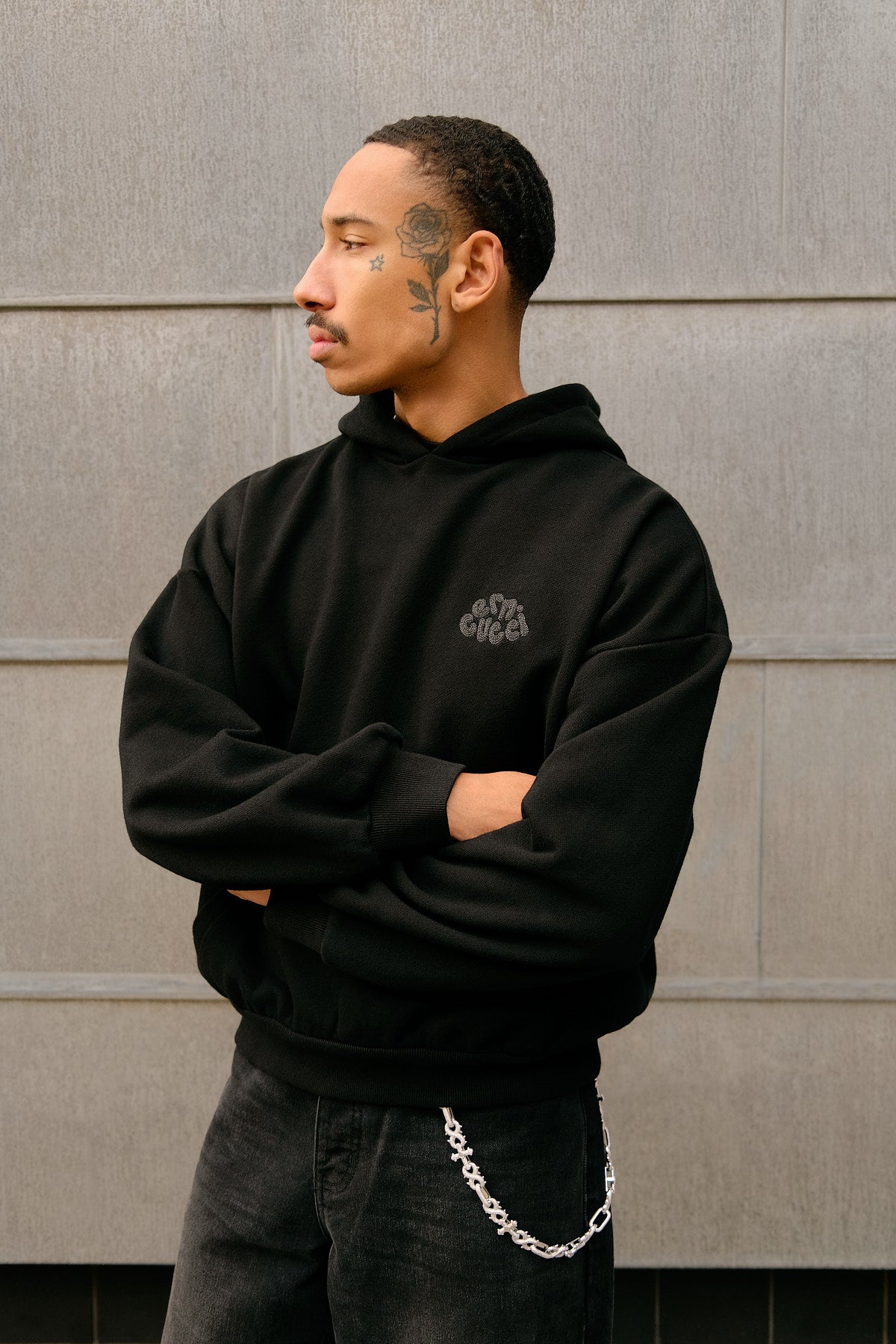 Cernucci Chain Stitch Hoodie - Black