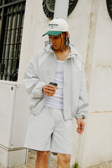 Check Panelled Hooded Windbreaker & Relaxed Short - Green