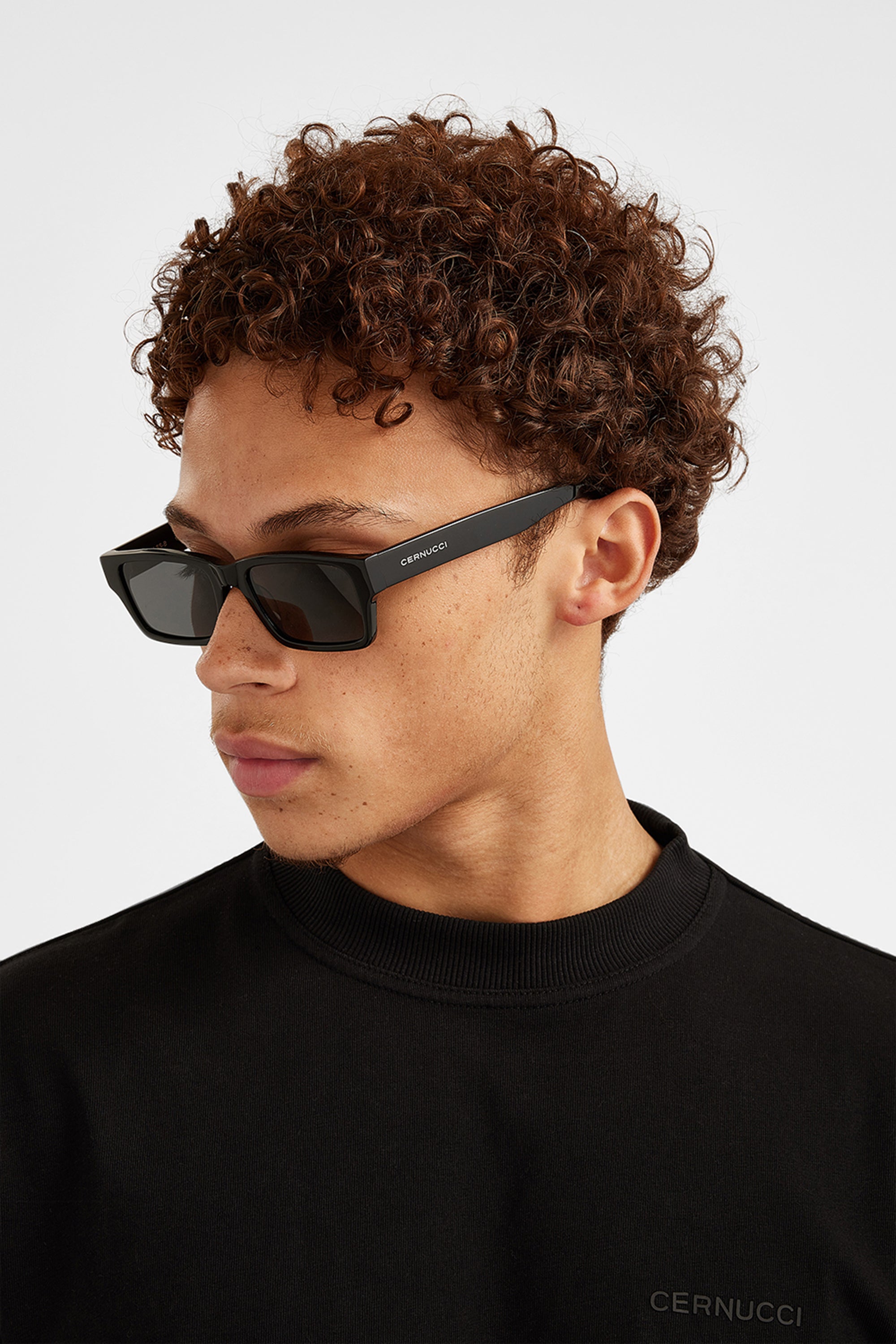 Rectangular Acetate Sunglasses - Black – Cernucci