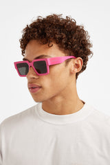 Oversized Thick Frame Acetate Sunglasses - Hot Pink