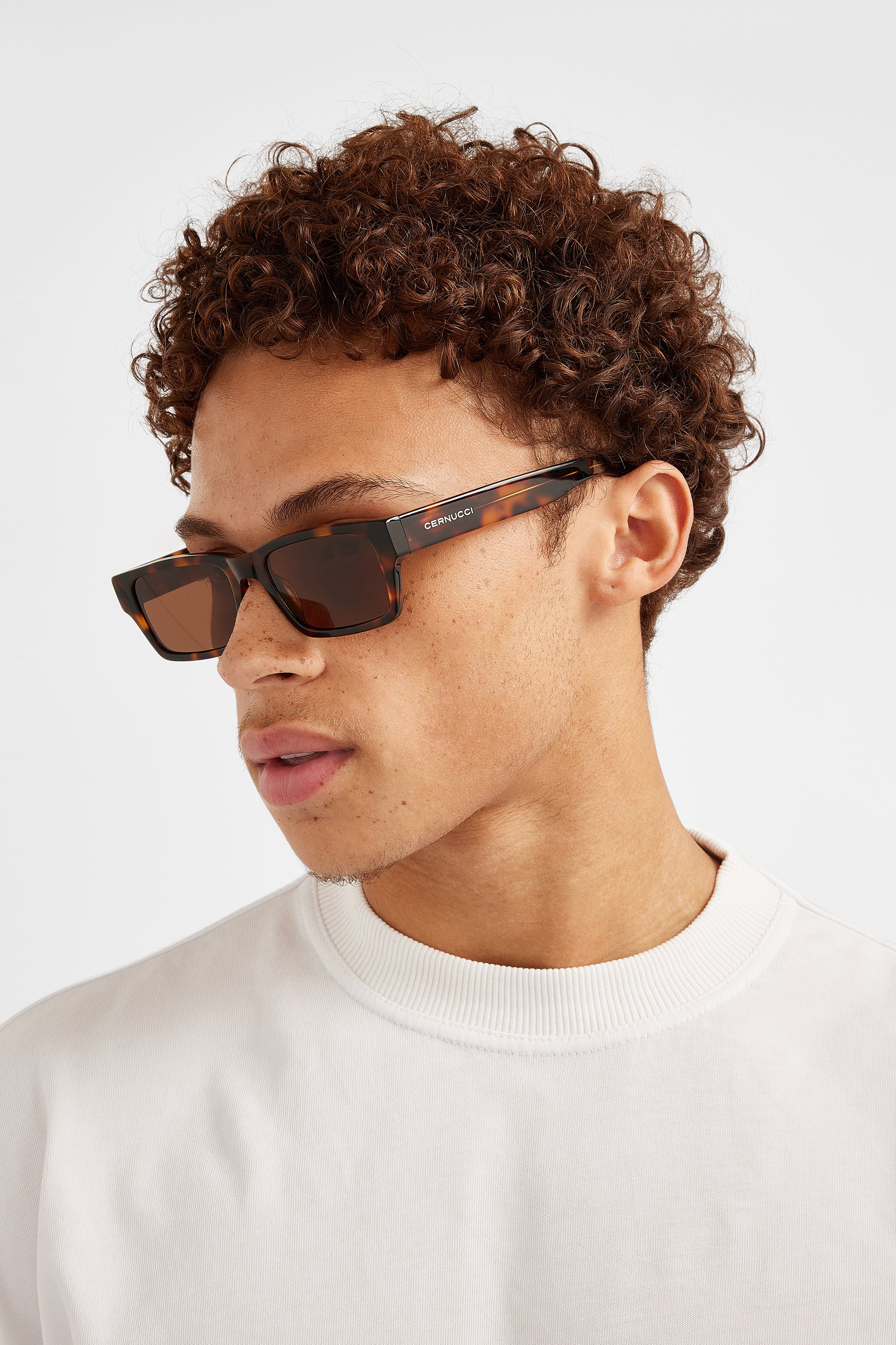 Rechteckige Acetat-Sonnenbrille - Braun
