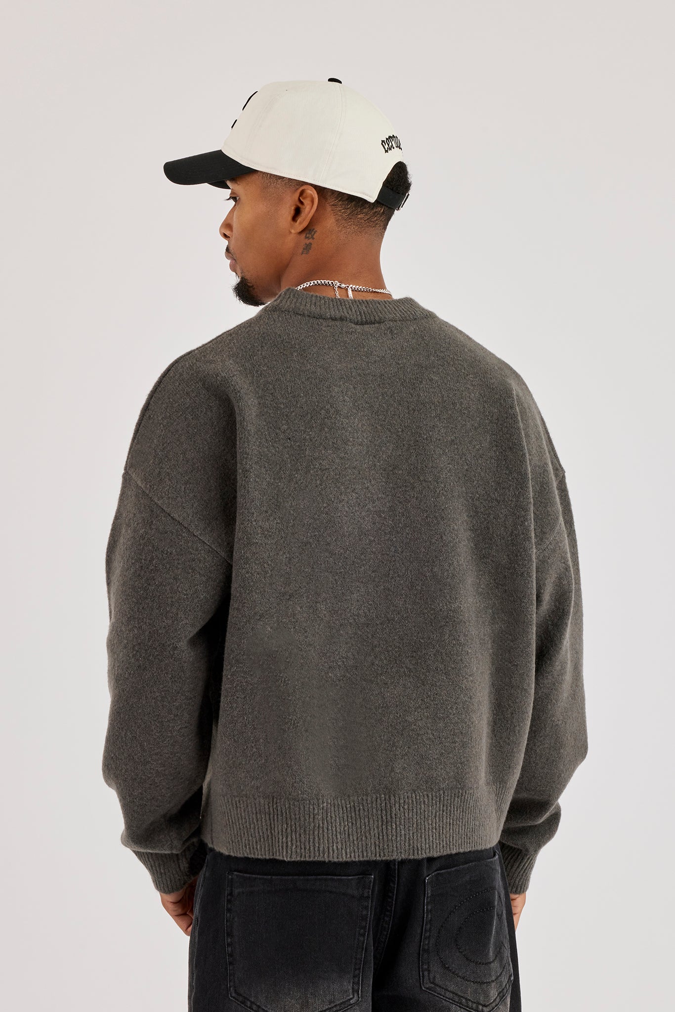 Boxy Knit Sweatshirt - Charcoal