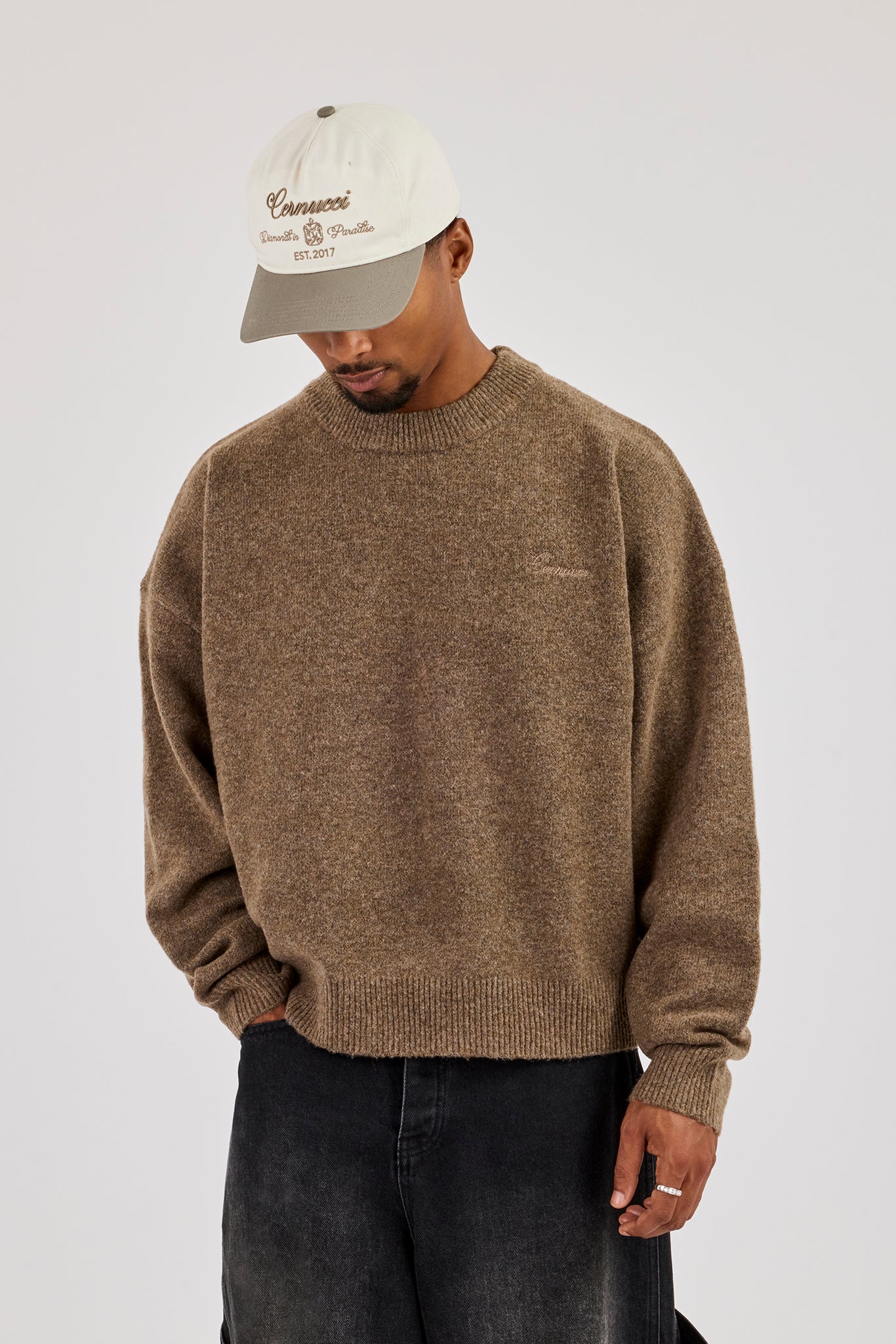 Boxy Knit Sweatshirt - Mocha