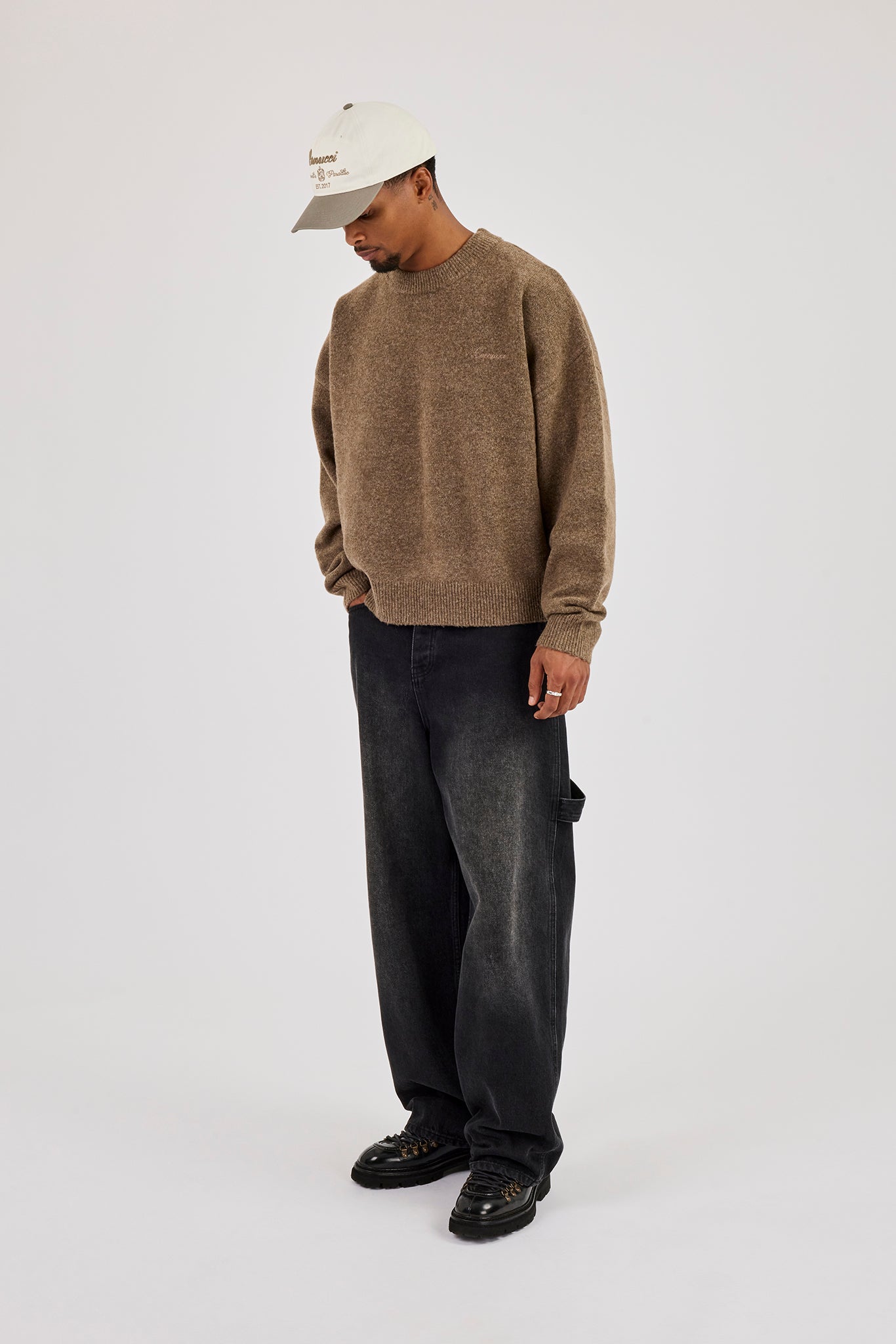 Boxy Knit Sweatshirt - Mocha