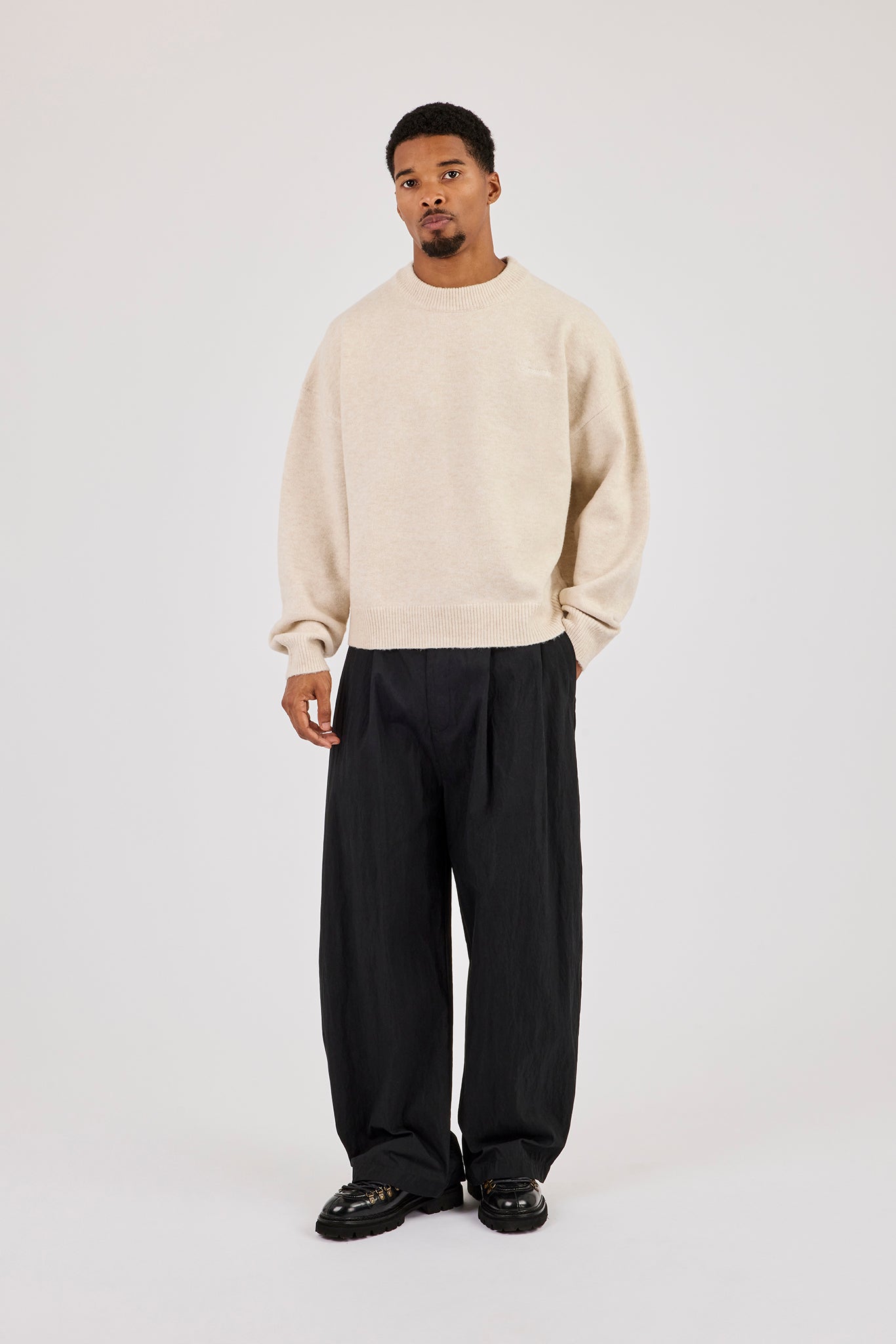 Boxy Knit Sweatshirt - Oatmeal