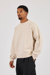 Boxy Knit Sweatshirt - Oatmeal
