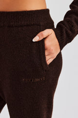 Knitted Cropped Cardigan & Flare Trouser - Chocolate