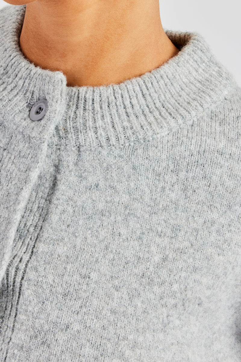 Knitted Cropped Cardigan Flare Trouser Grey Womens Sets