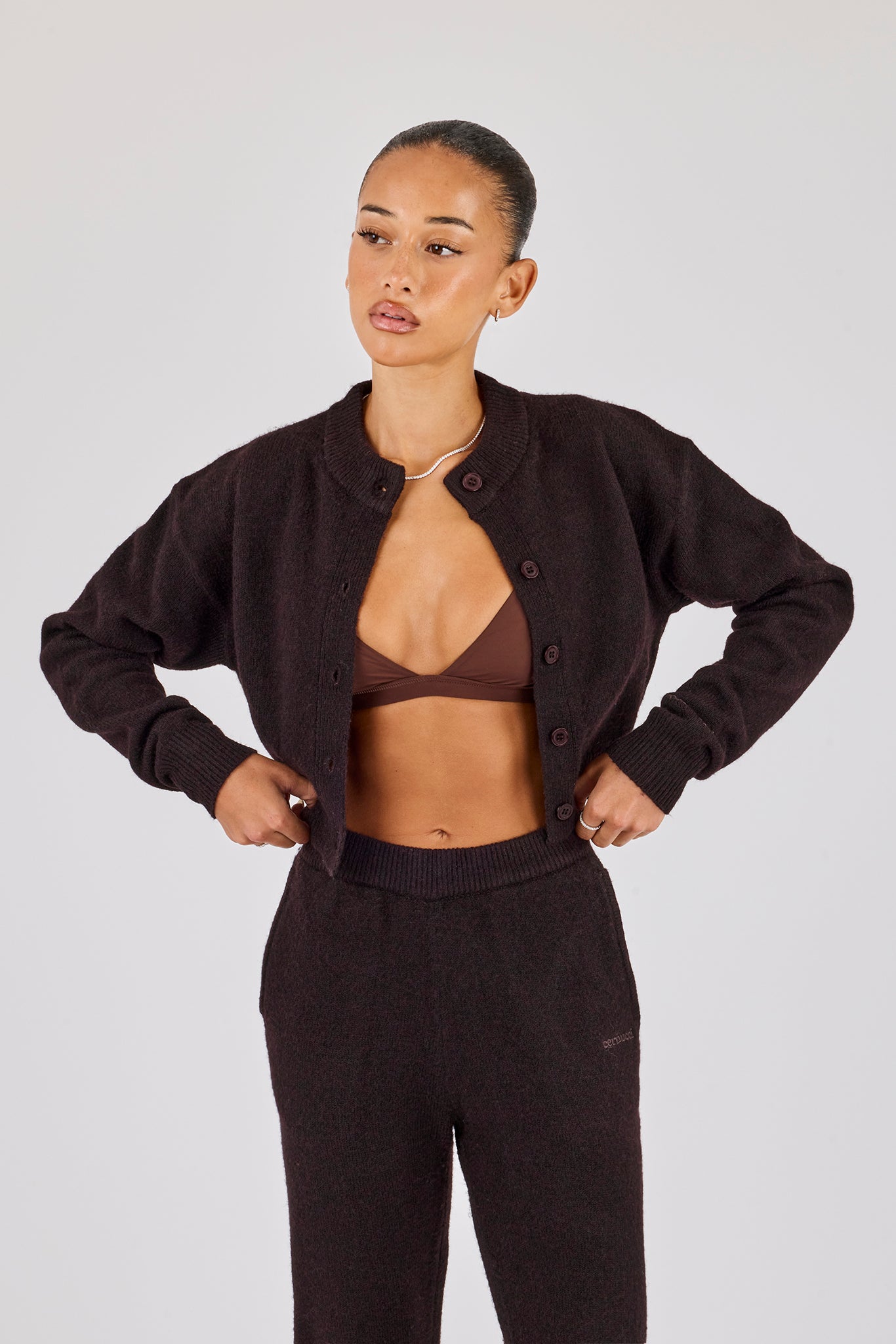 Kurzer Strickcardigan – Schokoladenbraun