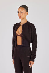 Kurzer Strickcardigan – Schokoladenbraun