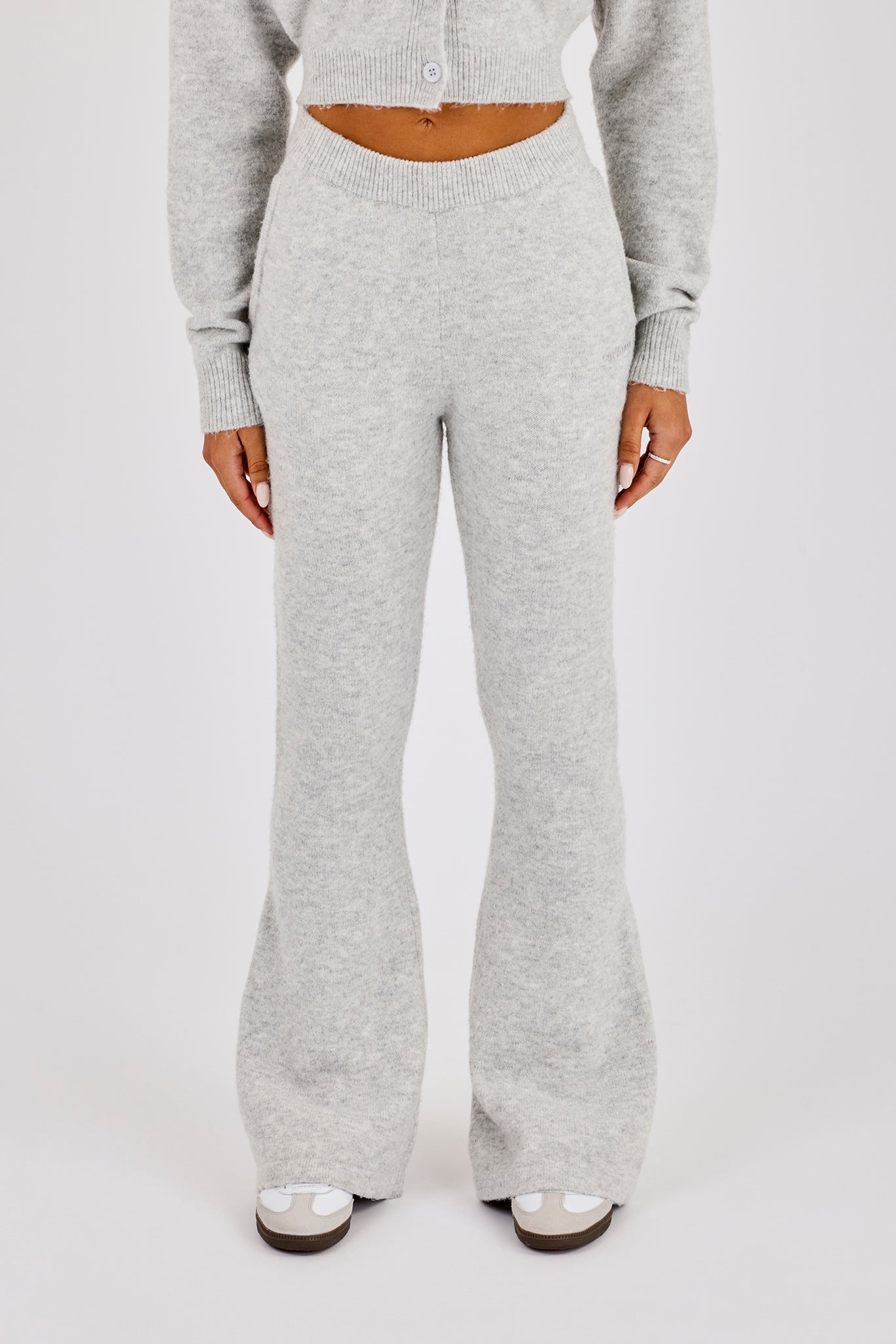 Knitted Flare Trouser - Grey
