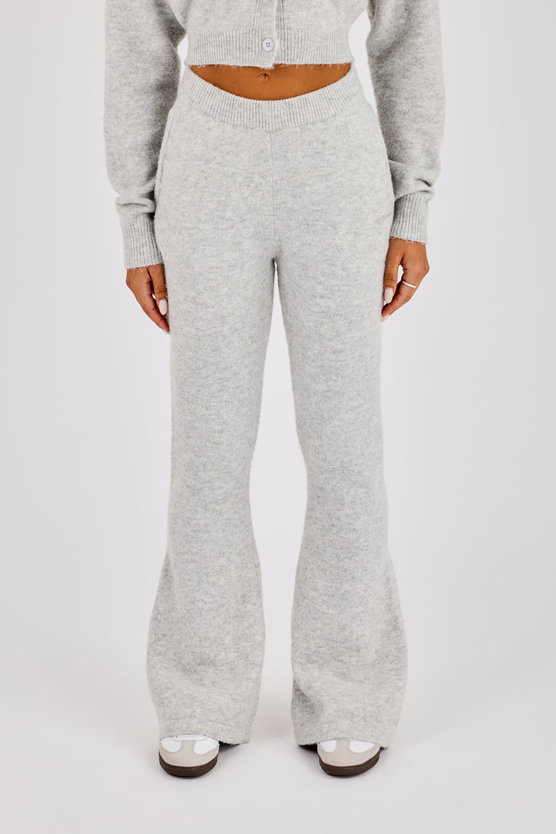 Knitted Flare Trouser - Grey