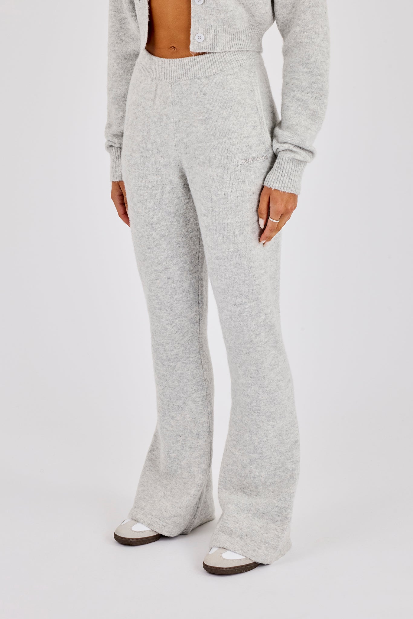 Knitted Flare Trouser - Grey | Womens Knitwear | Shop Knitwear