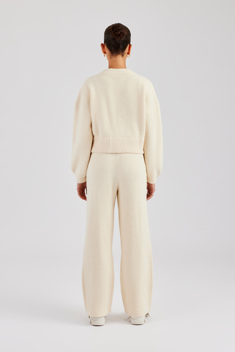 Bomberjacke und Jogginghose aus Strick mit Reißverschluss vorne - Haferflocken