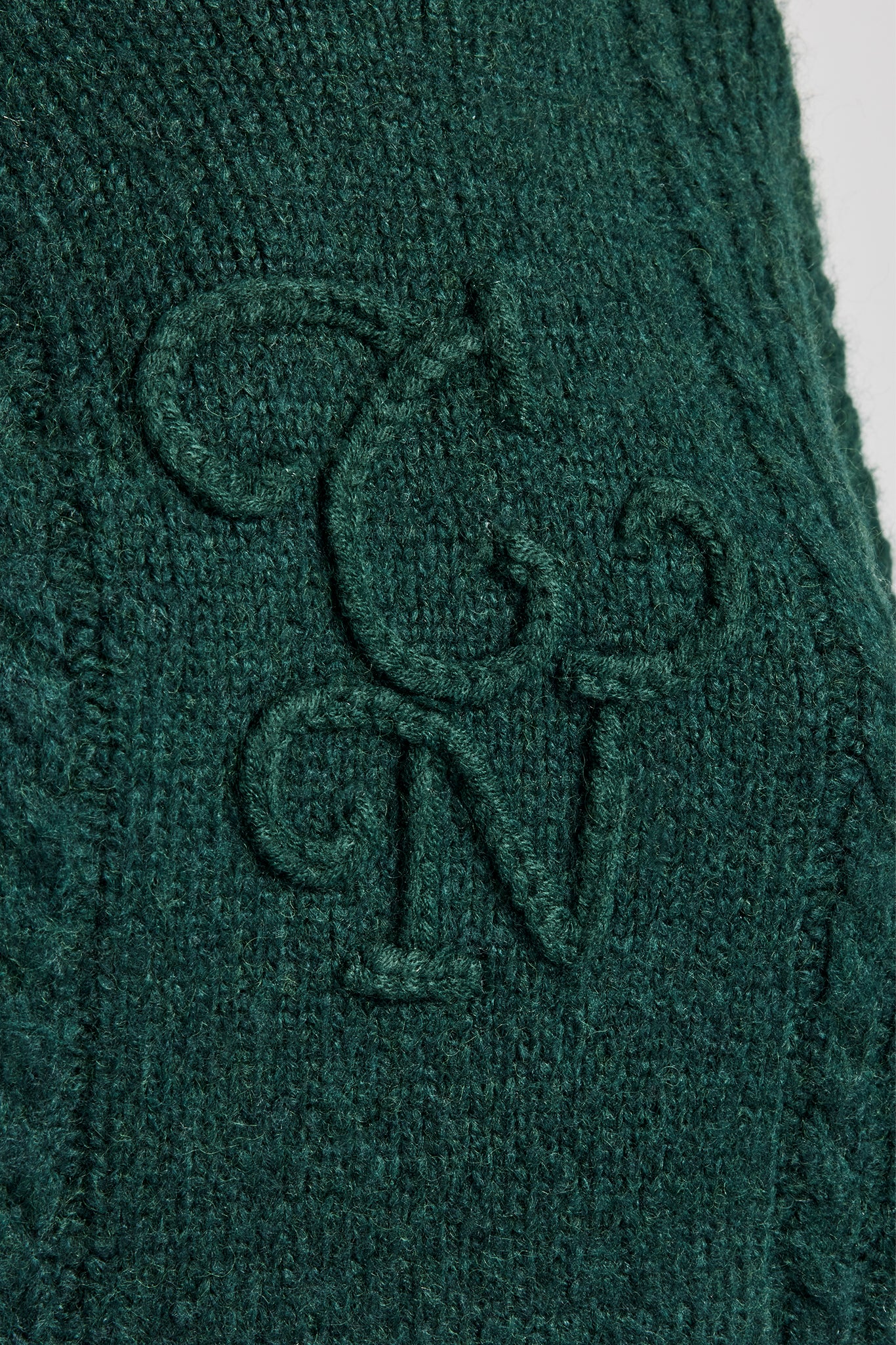 CCC Spliced Cable Knit Hoodie - Forest Green | Womens Knitwear