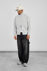 Grobstrick-Trichterkragenpullover – Grau