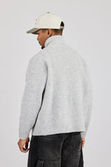 Grobstrick-Trichterkragenpullover – Grau