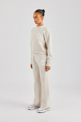 C – Gestricktes, kastenförmiges Sweatshirt und Jogginghose – Haferflocken