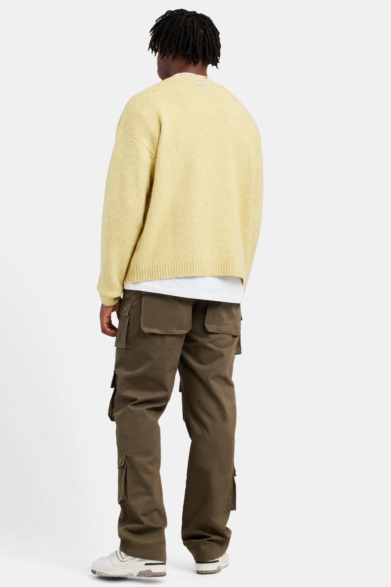 Gestrickte Strickjacke mit Knopfleiste vorne - Limette