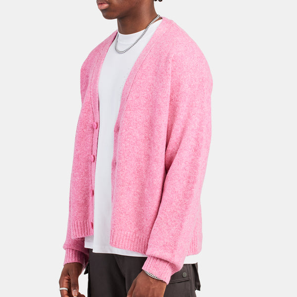 Knitted Button Front Cardigan Pink Mens Knitwear Shop