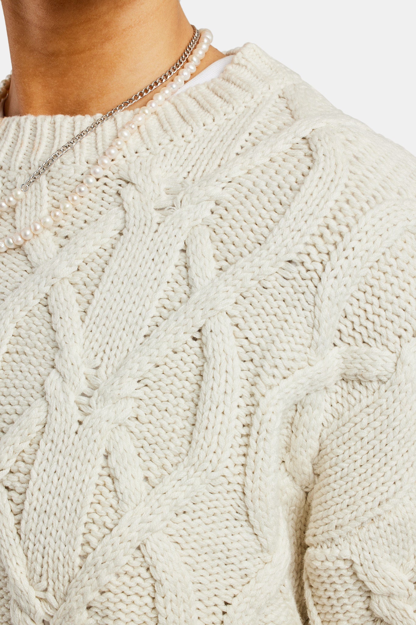 Oversize-Strickpullover - Ecru