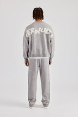 Cernucci – Flauschiger Pullover und Jogginghose mit Intarsienmuster – Grau