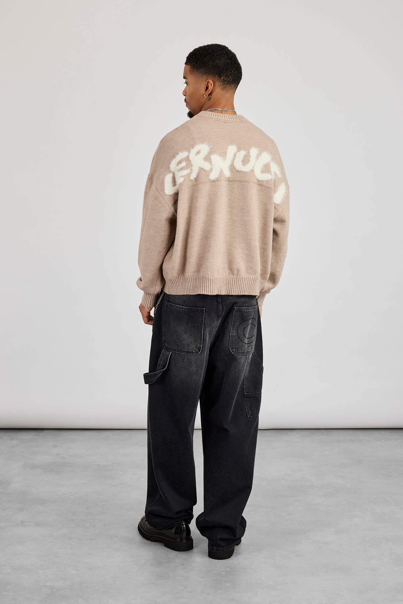 Cernucci Fluffy Intarsia Sweater - Taupe