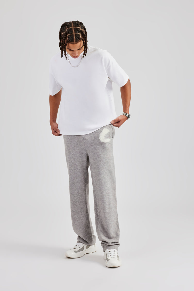 Flauschiger Jogginganzug mit C-Intarsienmuster - Grau