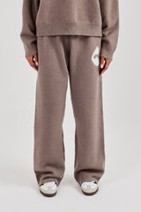 Fluffy Intarsia Wide Leg Jogger - Taupe