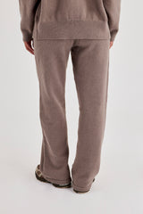 Knitted Stitch Detail Wide Leg Jogger - Charcoal