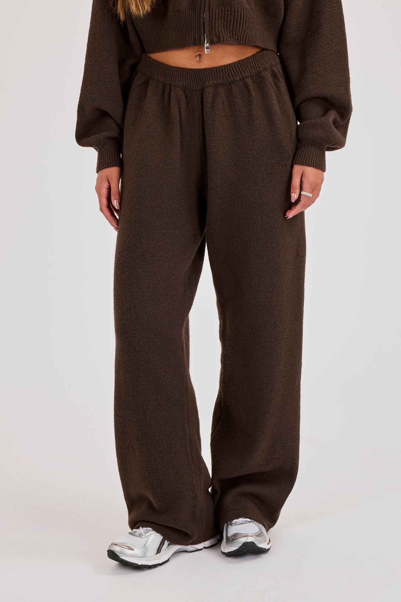 Cernucci Knitted Logo Wide Leg Jogger - Chocolate
