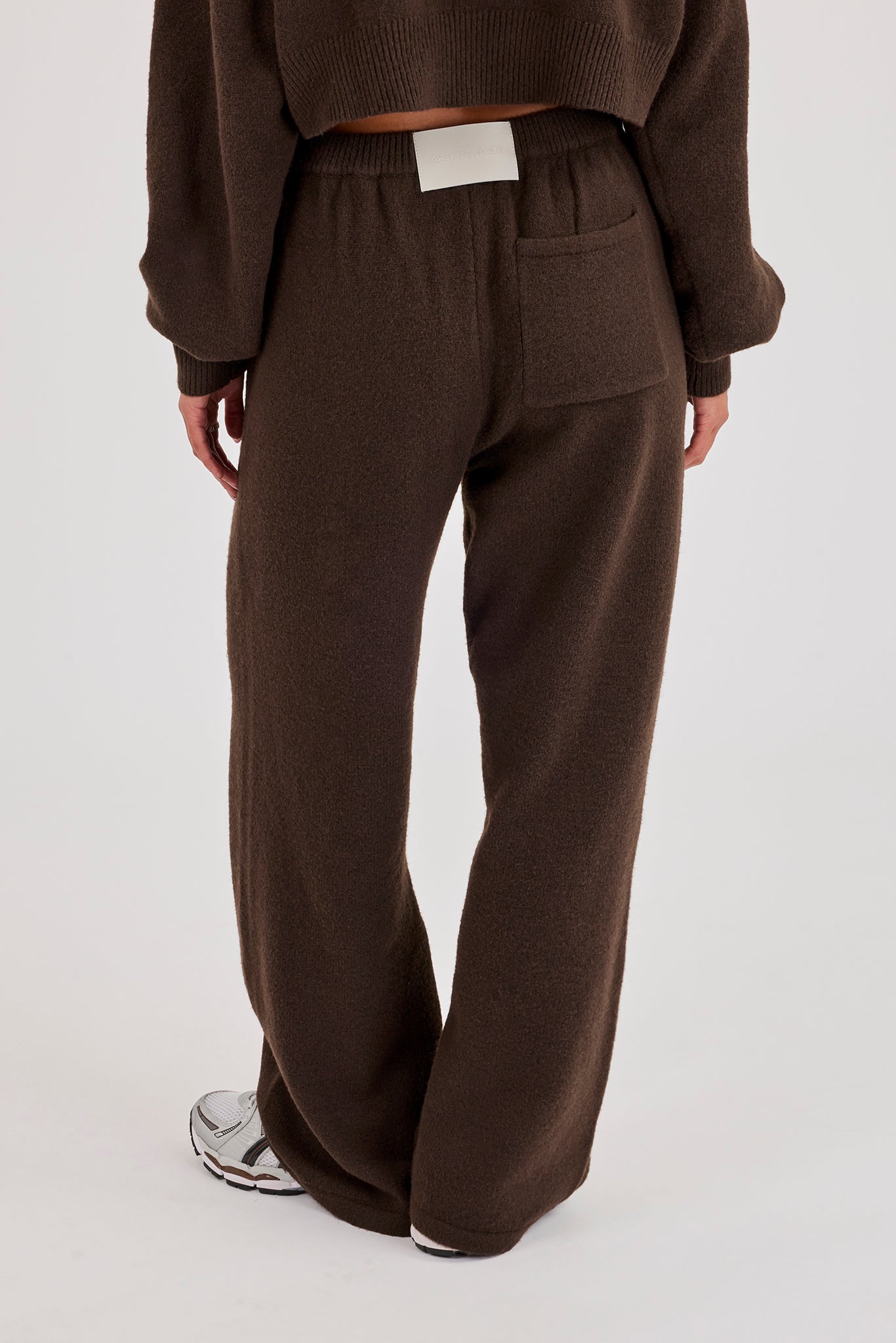 Cernucci Knitted Logo Wide Leg Jogger - Chocolate