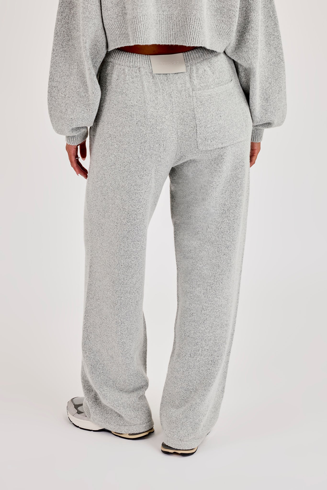 Cernucci Knitted Logo Wide Leg Jogger - Grey