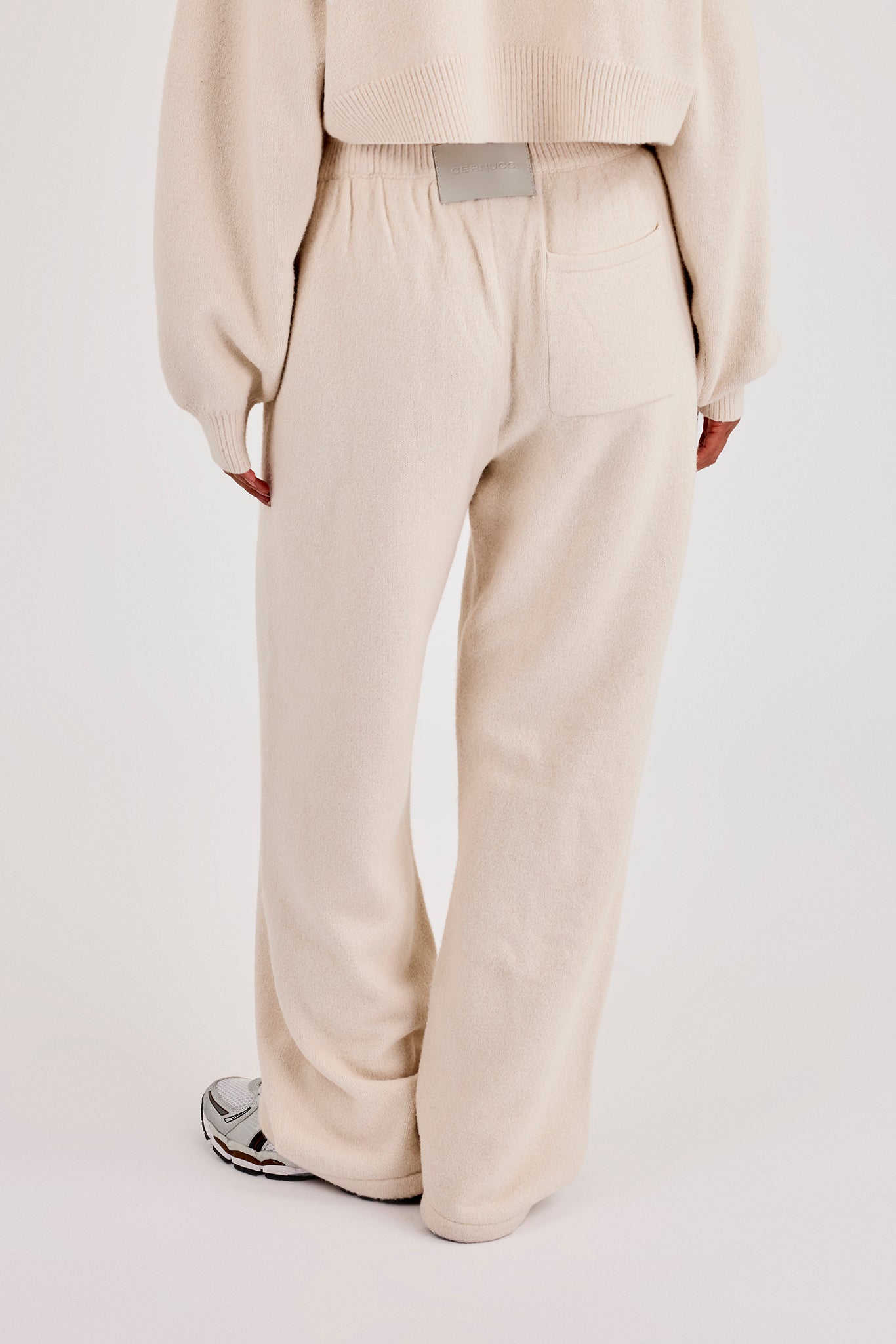 Cernucci Knitted Logo Wide Leg Jogger - Oatmeal