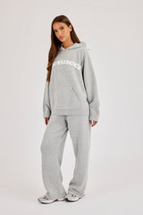 Cernucci Knitted Logo Oversized Hoodie & Wide Leg Jogger - Grey