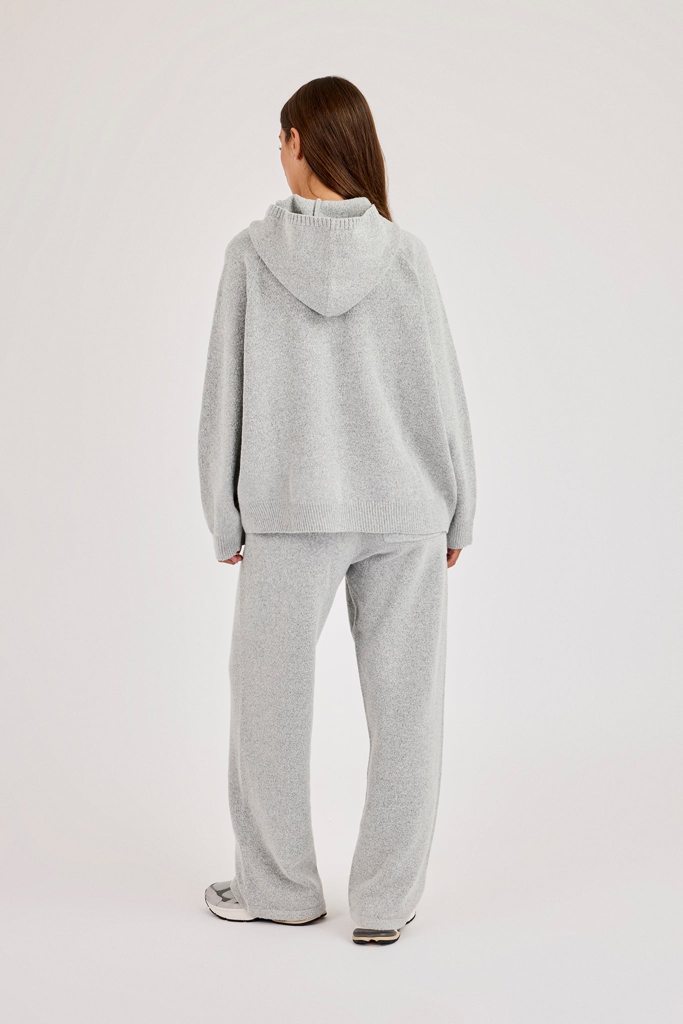 Cernucci Knitted Logo Oversized Hoodie & Wide Leg Jogger - Grey
