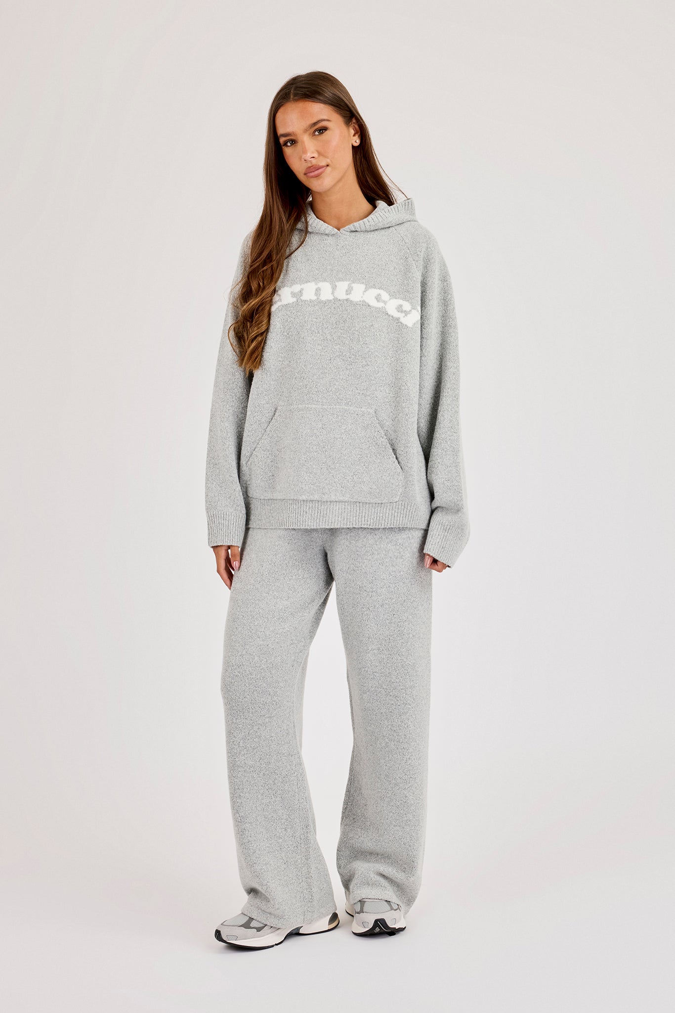 Cernucci Knitted Logo Oversized Hoodie - Grey