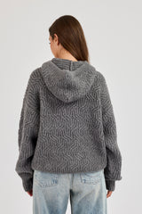 CN Cable Knit Oversized Hoodie - Charcoal