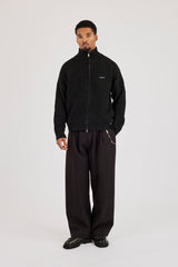 Chunky Knitted Funnel Neck Sweatshirt - Black
