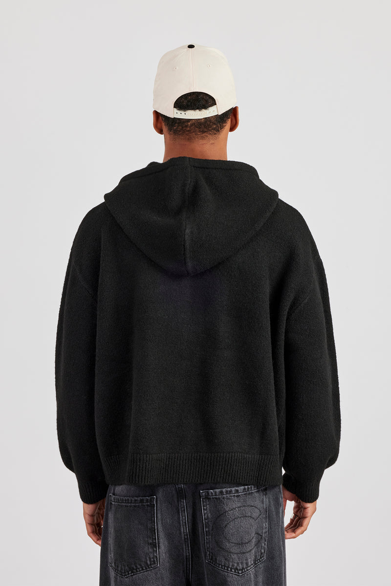 Herren-Strickjacke mit Reißverschluss - Schwarz