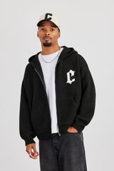 Herren-Strickjacke mit Reißverschluss - Schwarz