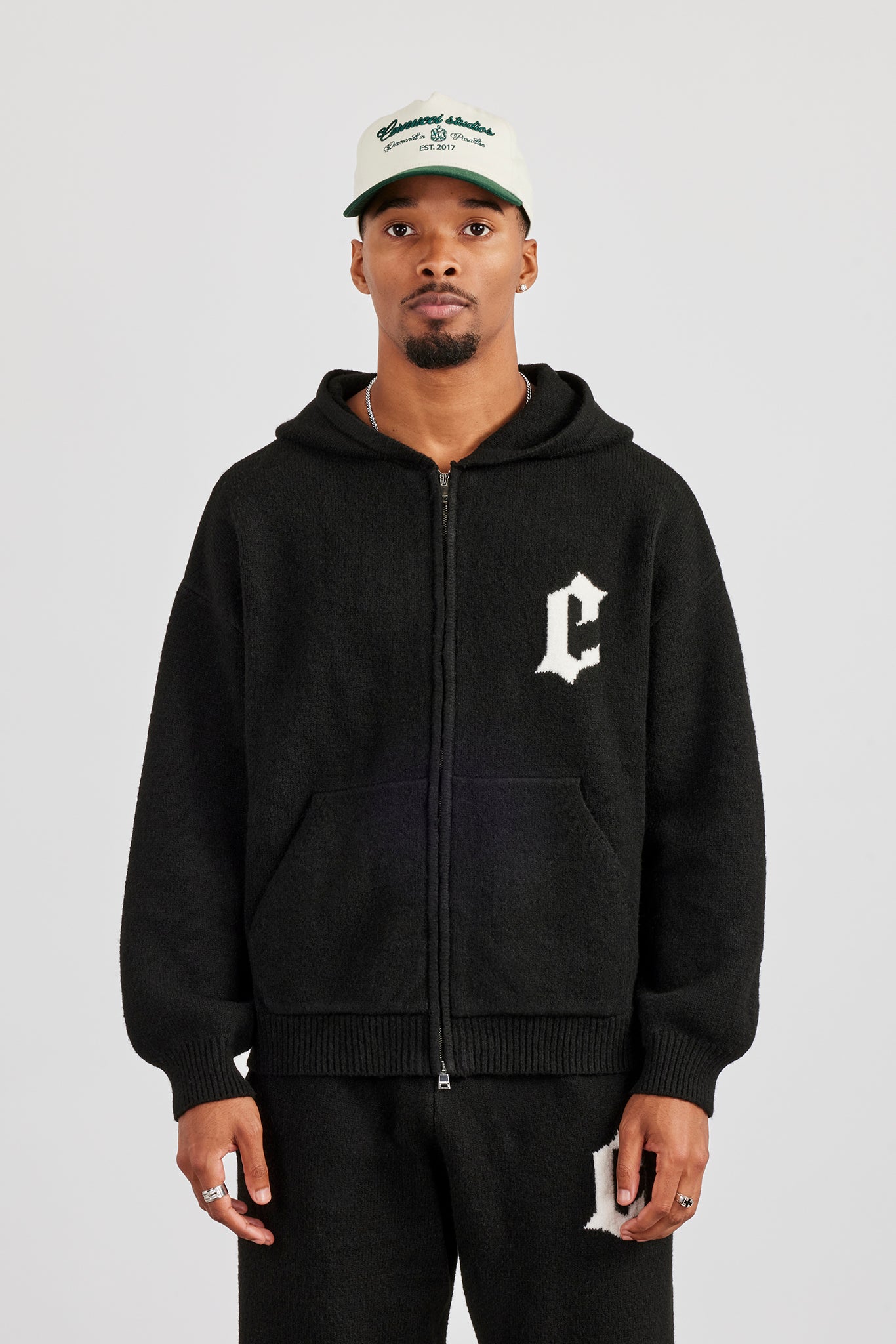 Herren-Strickjacke mit Reißverschluss - Schwarz