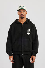 Herren-Strickjacke mit Reißverschluss - Schwarz