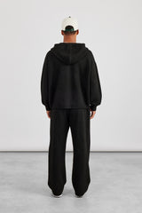 Herren C Strick-Kapuzenpullover und Jogginghose mit Reißverschluss – Schwarz