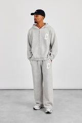 Mens C Knitted Zip Through Hoodie & Jogger - Grey