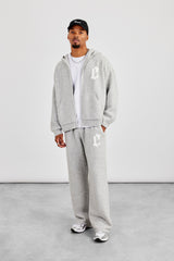Mens C Knitted Zip Through Hoodie & Jogger - Grey