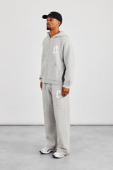 Mens C Knitted Zip Through Hoodie & Jogger - Grey