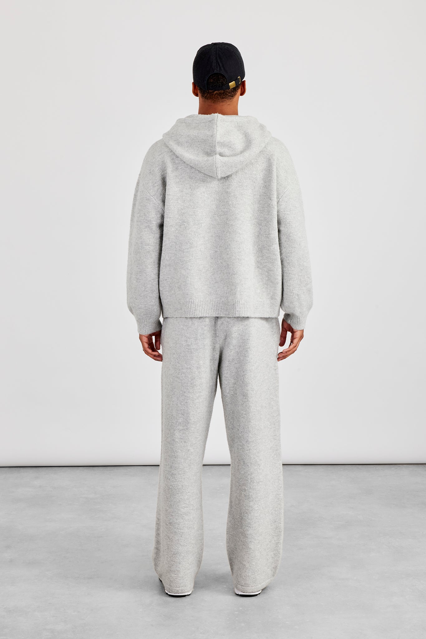 Mens C Knitted Zip Through Hoodie & Jogger - Grey