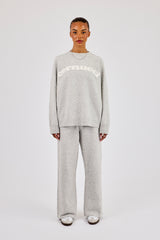 Strick-Sweatshirt und Jogginghose mit Logo – Grau