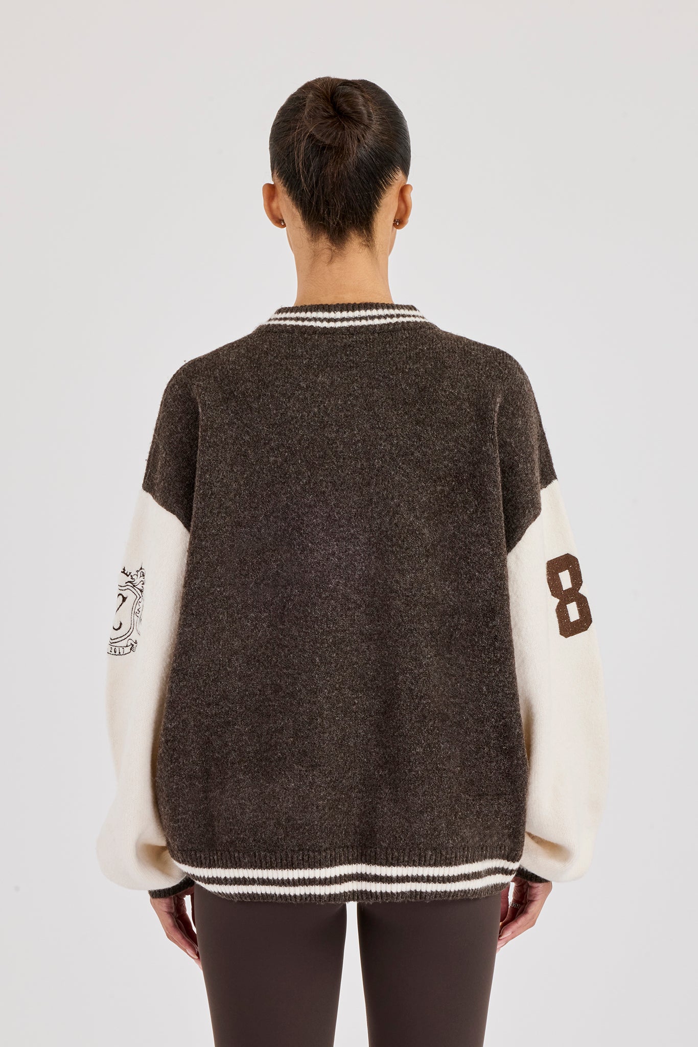 Strick-College-Bomberjacke – Schokolade